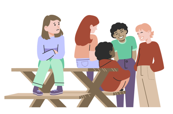 en gruppe mennesker som sitter på en benk