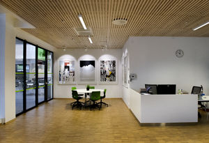 Fem tresnitt av Anette og Caroline Kierulf Biblioteket ved Granstangen skole Foto: Signe Marie Andersen